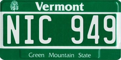 VT license plate NIC949