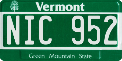 VT license plate NIC952