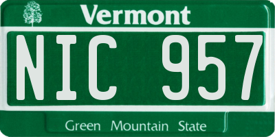 VT license plate NIC957