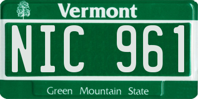 VT license plate NIC961