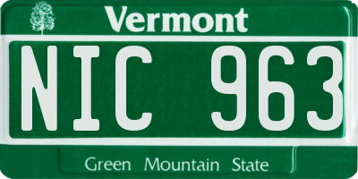 VT license plate NIC963