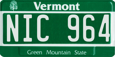 VT license plate NIC964