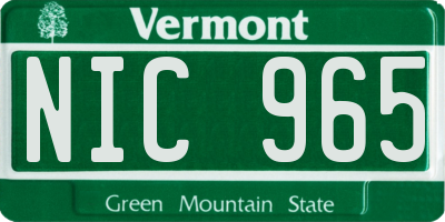 VT license plate NIC965
