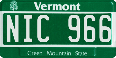 VT license plate NIC966
