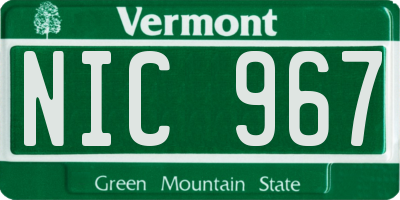 VT license plate NIC967