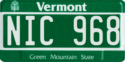 VT license plate NIC968