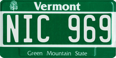 VT license plate NIC969