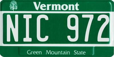 VT license plate NIC972