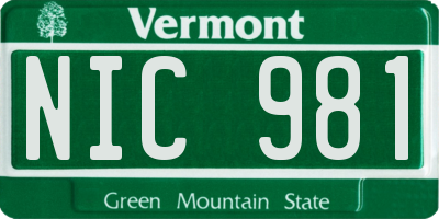 VT license plate NIC981