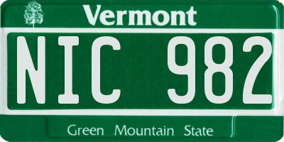 VT license plate NIC982