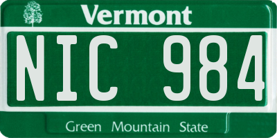 VT license plate NIC984