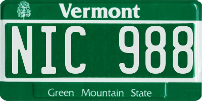 VT license plate NIC988