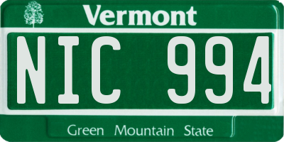 VT license plate NIC994