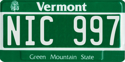 VT license plate NIC997