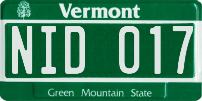 VT license plate NID017