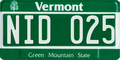 VT license plate NID025