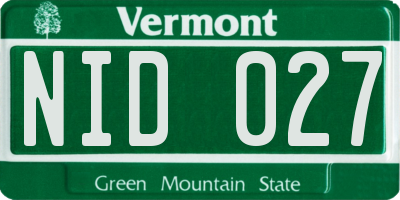 VT license plate NID027