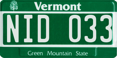 VT license plate NID033