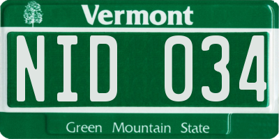 VT license plate NID034