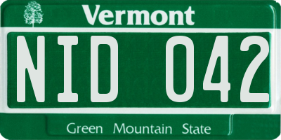 VT license plate NID042