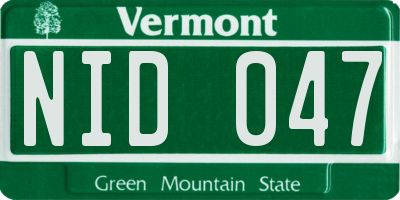 VT license plate NID047