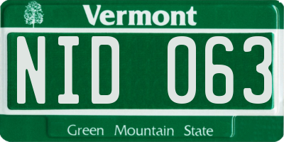 VT license plate NID063