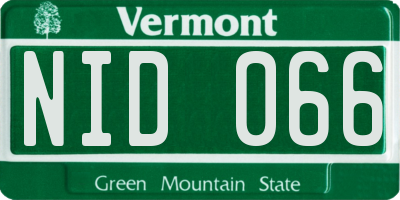 VT license plate NID066