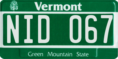 VT license plate NID067