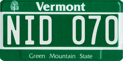 VT license plate NID070
