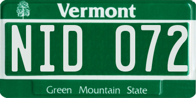 VT license plate NID072