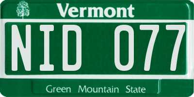 VT license plate NID077
