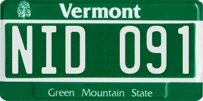 VT license plate NID091