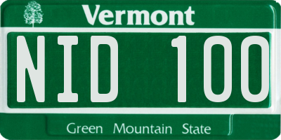 VT license plate NID100
