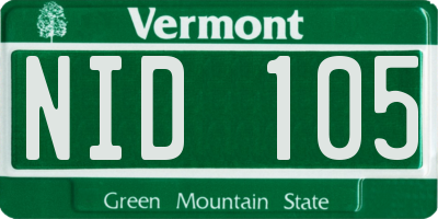 VT license plate NID105