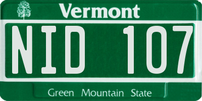 VT license plate NID107