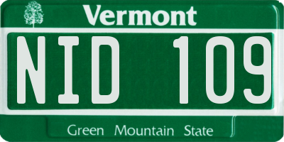 VT license plate NID109