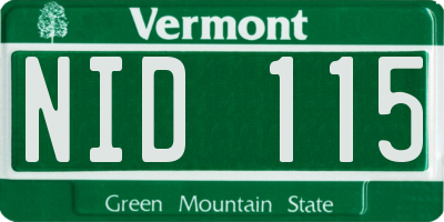 VT license plate NID115
