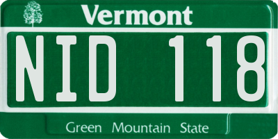 VT license plate NID118