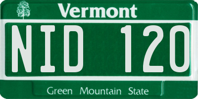 VT license plate NID120