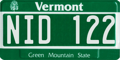 VT license plate NID122