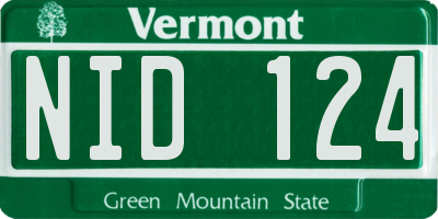 VT license plate NID124