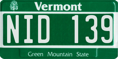 VT license plate NID139