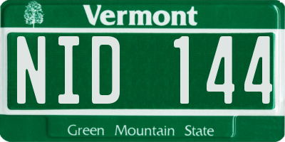 VT license plate NID144