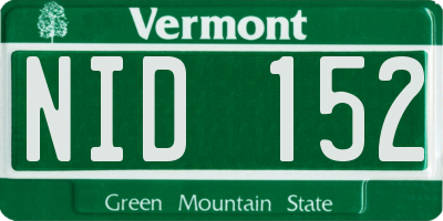 VT license plate NID152
