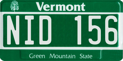 VT license plate NID156
