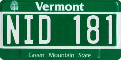 VT license plate NID181