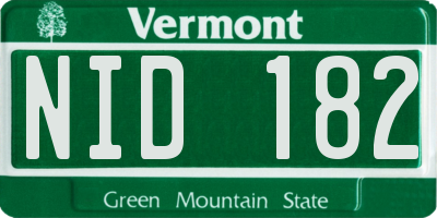 VT license plate NID182