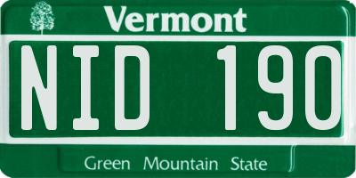 VT license plate NID190