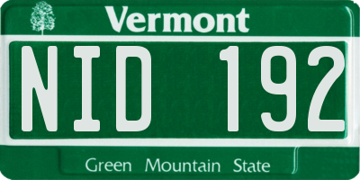 VT license plate NID192