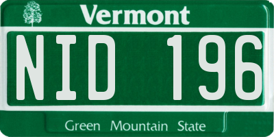 VT license plate NID196